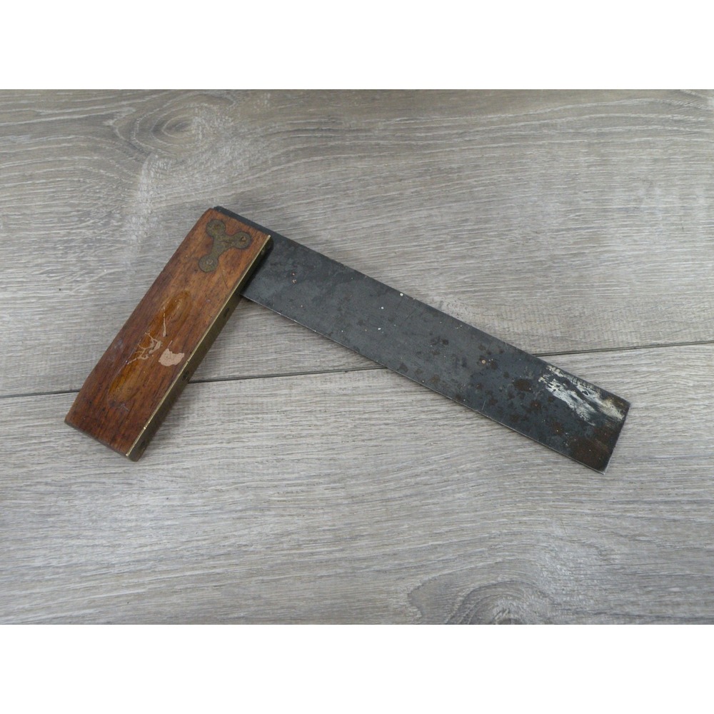 Vintage Stanley No. 20 8 Inch Try Square Wood Brass Steel USA Carpenter Tool